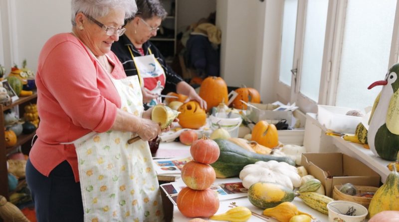 Készülnek a tökkompozíciók a Tök jó napra. Fotó: Molnár Gyula/Paksi Hírnök