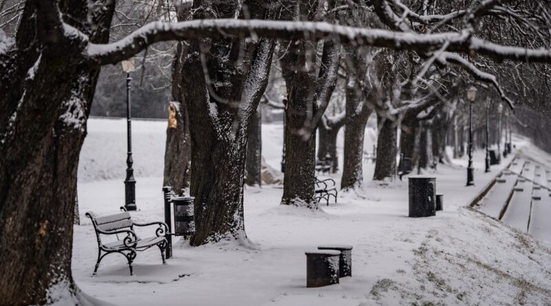 A hóborította Duna-parti sétány 2018-ban. Fotó: Babai István/Paksi Polgármesteri Hivatal