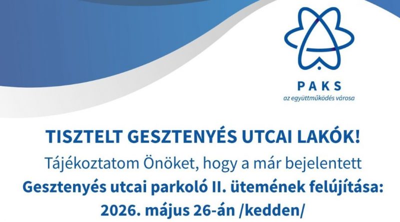 Tájékoztató a Gesztenyés utcai lakóknak Tájékoztató a Gesztenyés utcai lakóknak