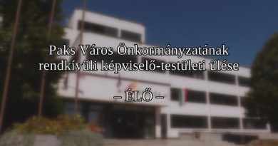 Paks Város Önkormányzatának rendkívüli képviselő-testületi ülése 2026.08.11.